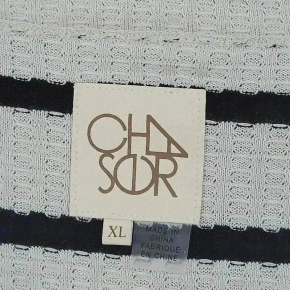 Chaser Women's Striped Long Sleeve Waffle Knit Henley Sweater Top XL 19CT - Picture 4 of 7